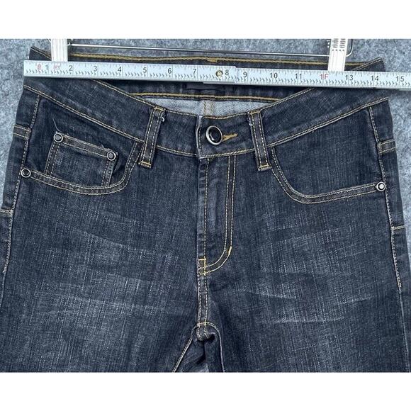 Cheq by Kaku Italy Jeans Mens Small Straight Slim Twill Lines Dark Jeweled Studs - Picture 6 of 8